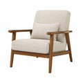 Fauteuil 76 x 82 x 92 cm en tissu beige et bois brun style scandinave
