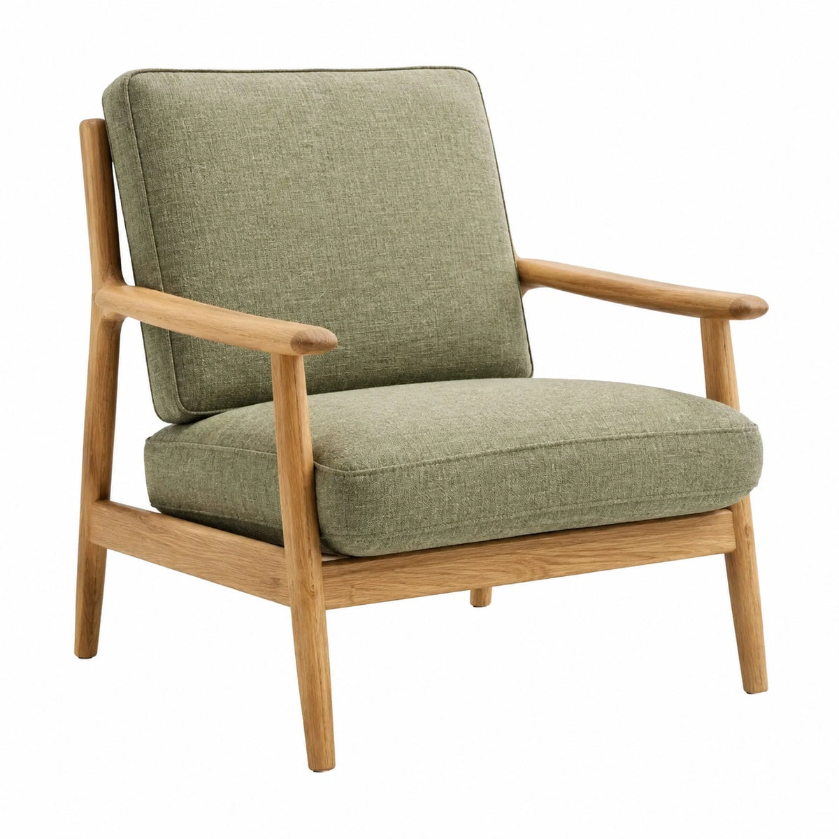 Fauteuil 68 x 78 x 84 cm en tissu vert et bois style scandinave