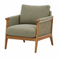 Fauteuil 82 x 78 x 85 cm en bois et tissu vert style naturel pour salon