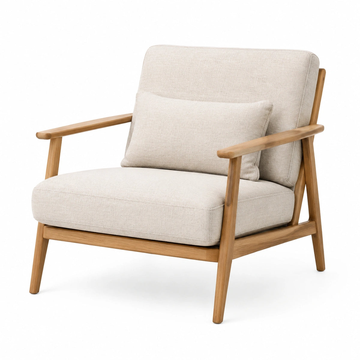 Fauteuil 75 x 82 x 82 cm en tissu beige et bois naturel - style scandinave