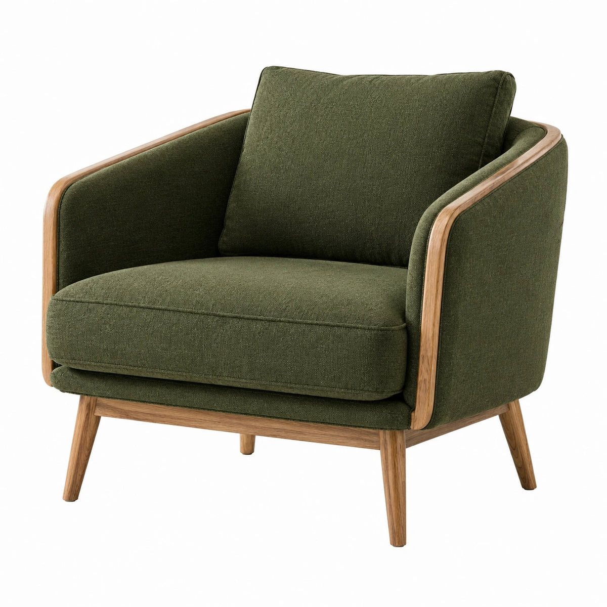 Fauteuil 78 x 82 x 86 cm en tissu vert et bois style scandinave