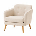 Fauteuil 76 x 79 x 86 cm en tissu beige pieds en bois style scandinave