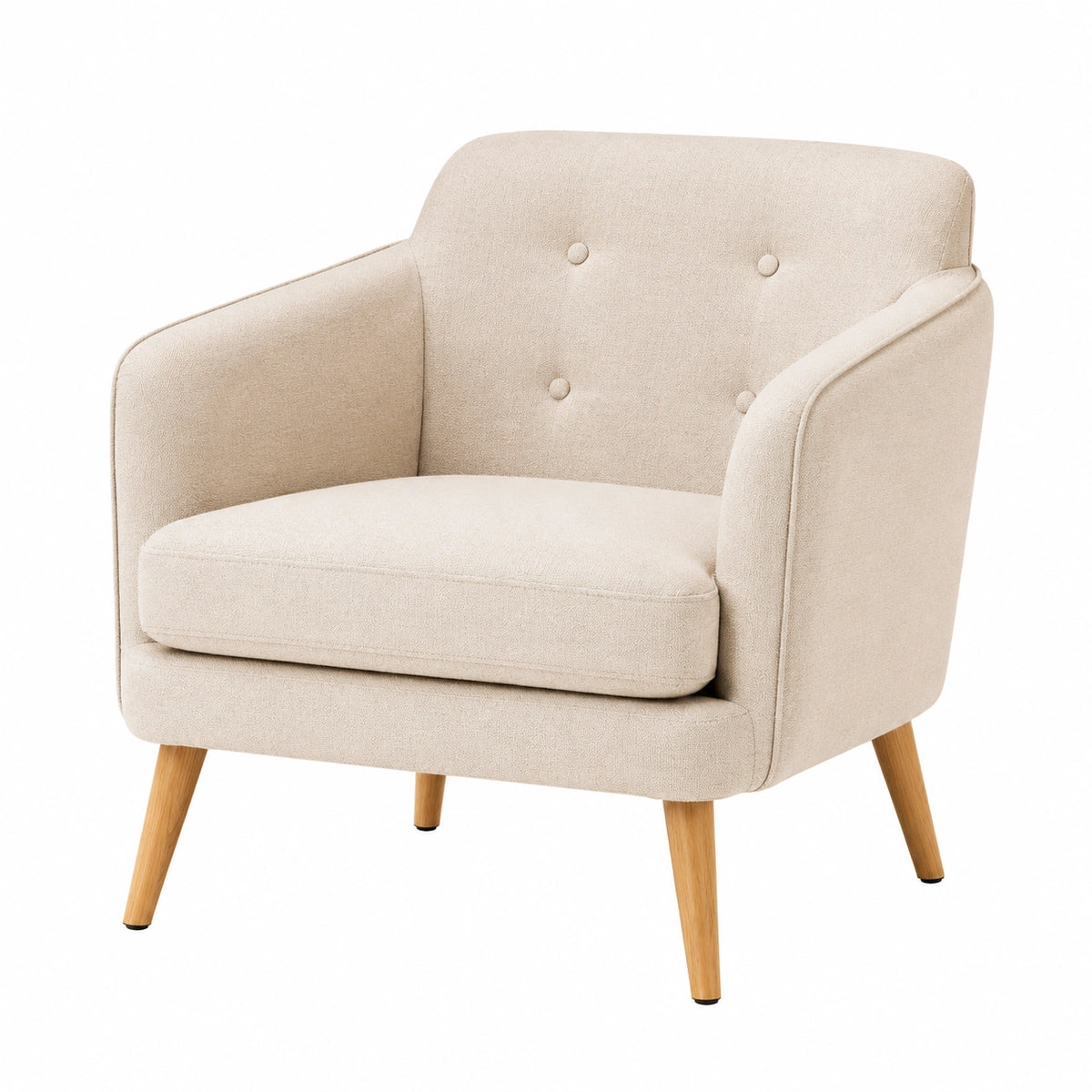 Fauteuil 76 x 79 x 86 cm en tissu beige pieds en bois style scandinave