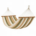 Hamac à barres 300 x 100 cm en coton rayé beige vert style bohème
