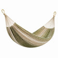 Hamac 200 x 100 cm en fibres textiles vert beige suspendu