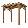 Pergola de jardin 300 x 300 x 230 cm en bois marron à toiture ajourée