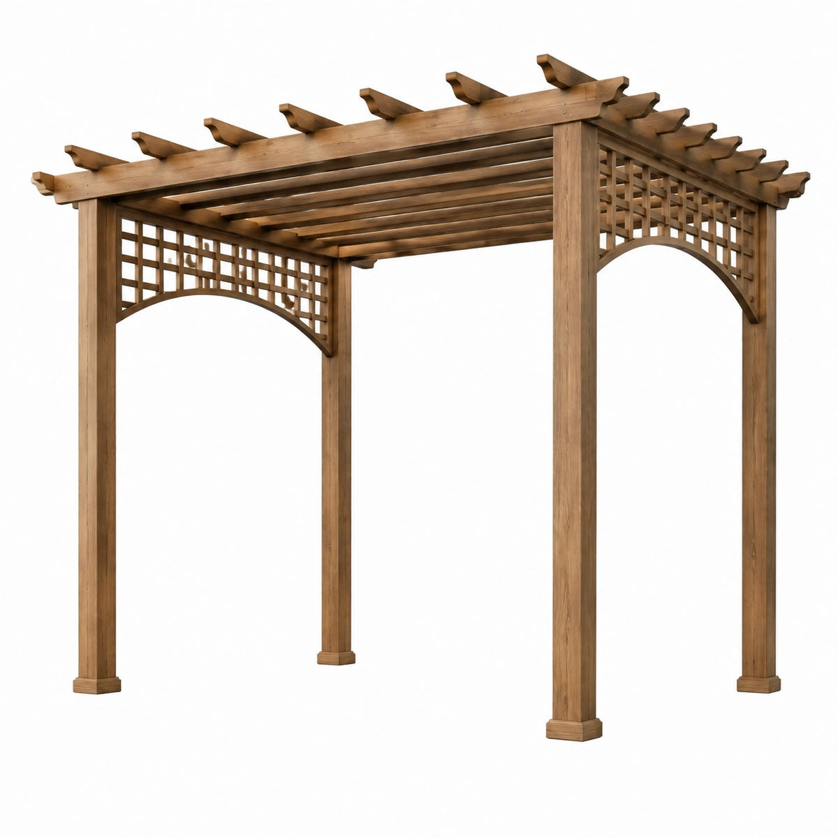 Pergola de jardin 300 x 300 x 230 cm en bois marron à toiture ajourée