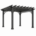 Pergola 300 x 300 x 220 cm en acier noir pour extérieur à lames ouvertes