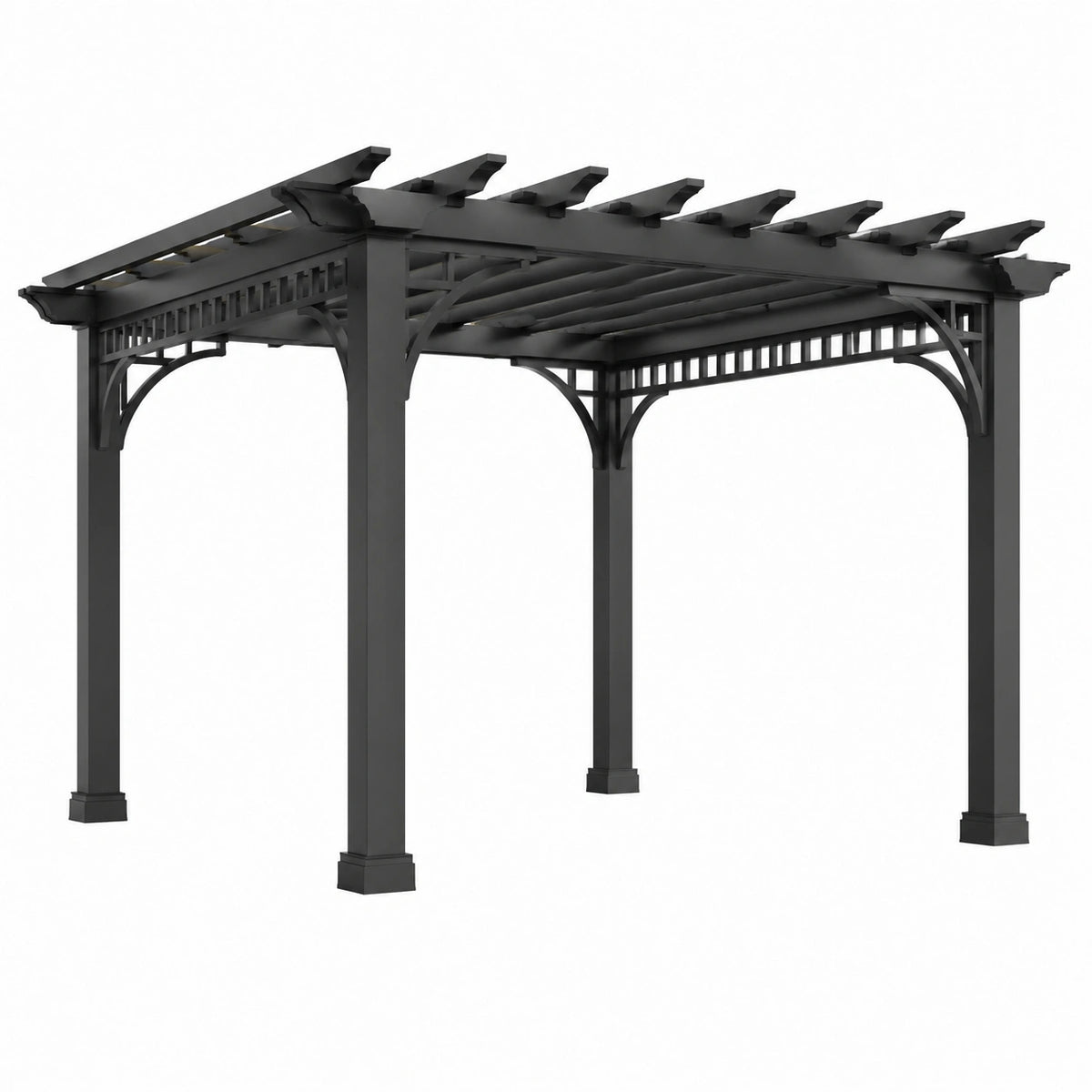 Pergola 300 x 300 x 220 cm en acier noir pour extérieur à lames ouvertes