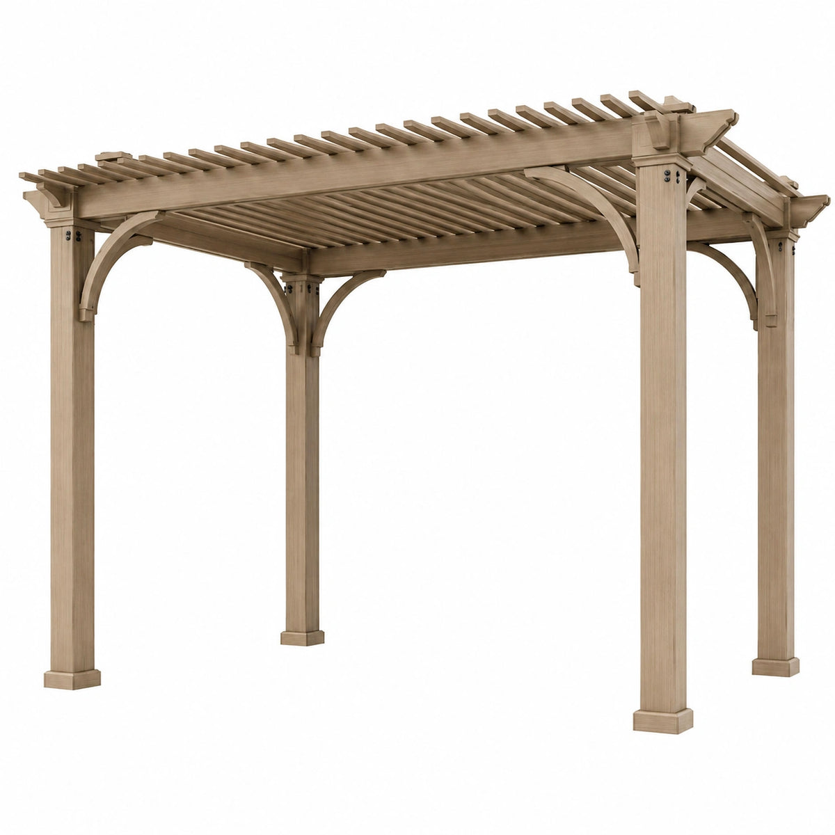 Pergola de jardin 300 x 300 x 240 cm en bois marron clair à lames ajourées