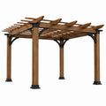 Pergola de jardin 300 x 400 cm en bois marron avec structure ouverte