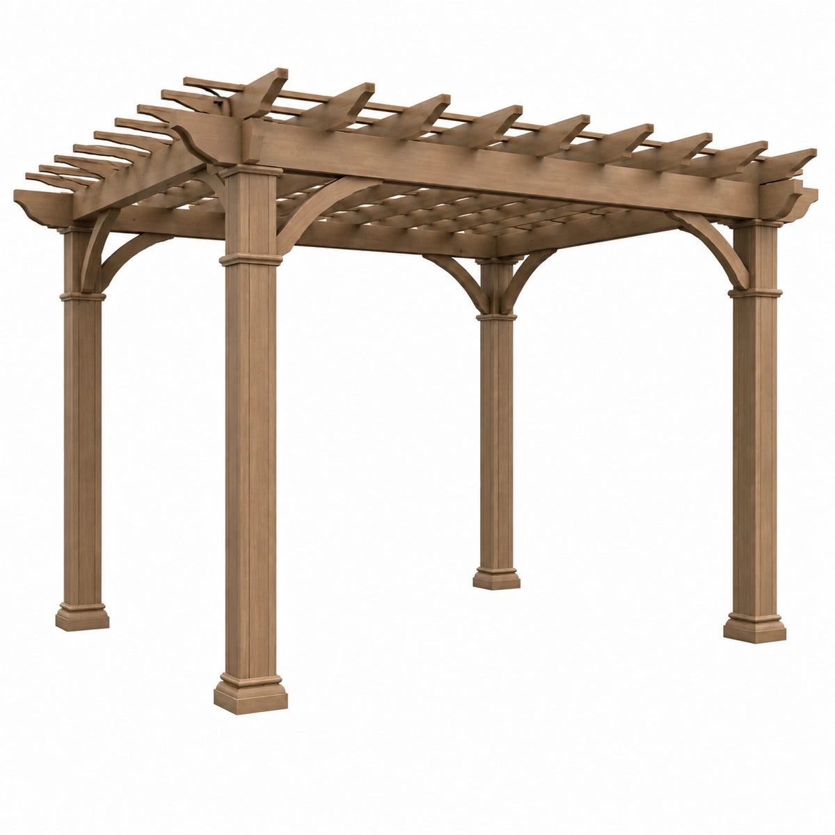 Pergola 360 x 360 x 250 cm en bois marron structure ajourée de jardin