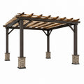 Pergola 400 x 300 x 250 cm en métal et bois marron foncé pour extérieur