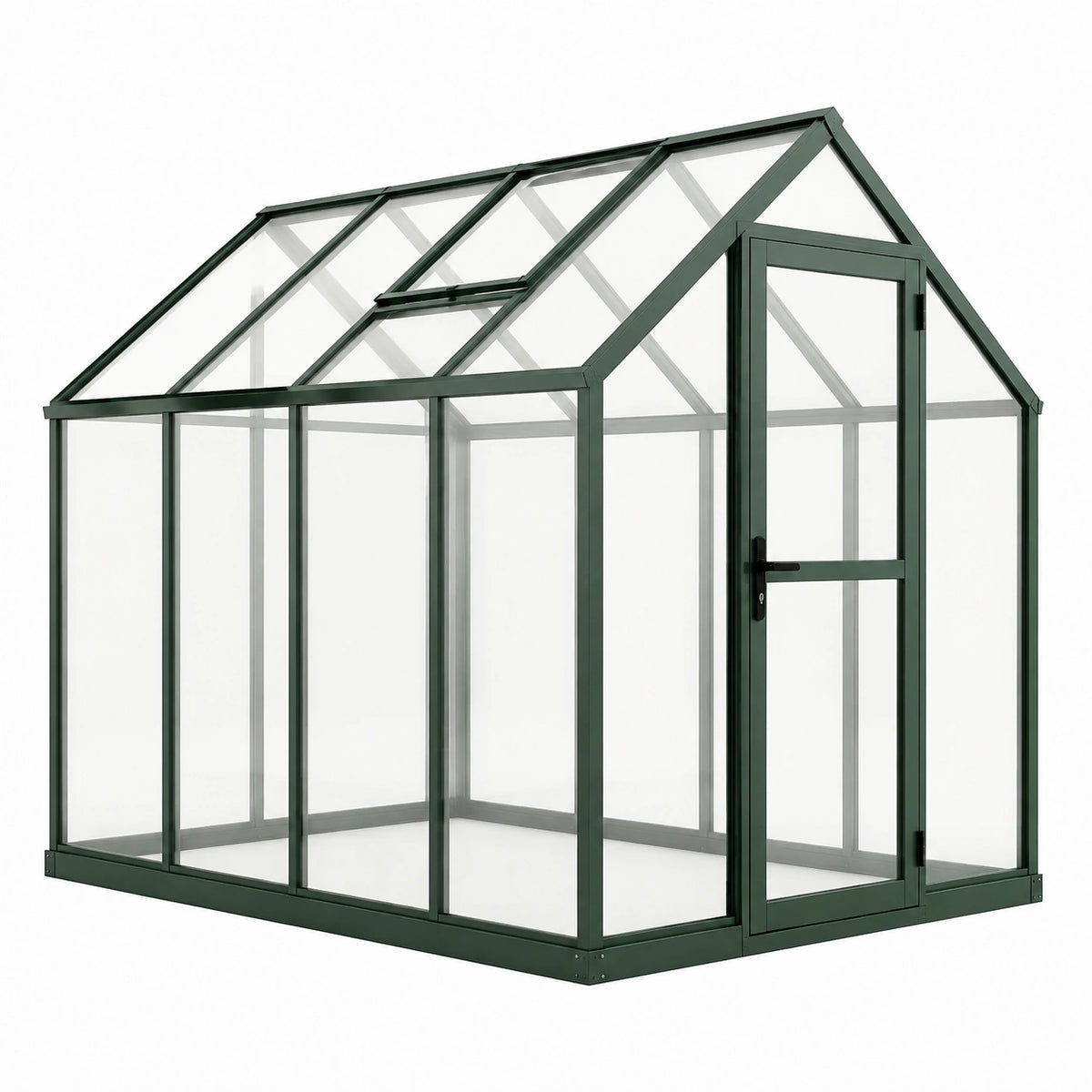 Serre de jardin 190 x 190 x 195 cm en aluminium vert foncé avec panneaux transparents et fenêtre d'aération