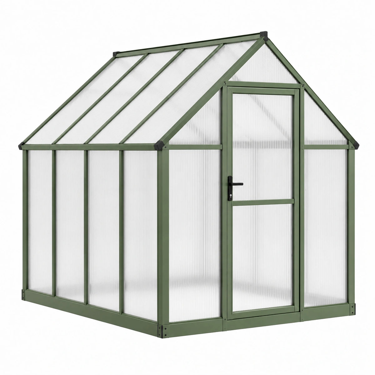 Serre de jardin 190 x 190 x 195 cm en aluminium vert avec panneaux en polycarbonate
