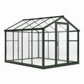 Serre de jardin 190 x 190 x 195 cm en aluminium vert avec panneaux transparents et porte battante