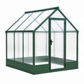 Serre de jardin 190 x 190 x 195 cm en aluminium et polycarbonate vert avec porte battante