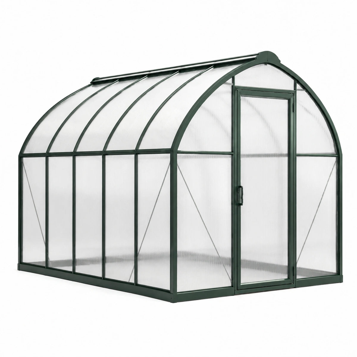 Serre de jardin 240 x 190 x 195 cm aluminium polycarbonate vert arqué