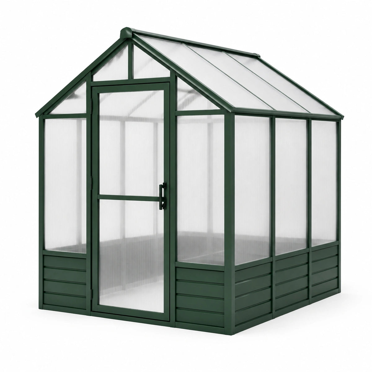 Serre de jardin 190 x 190 x 195 cm en aluminium vert avec panneaux translucides et porte