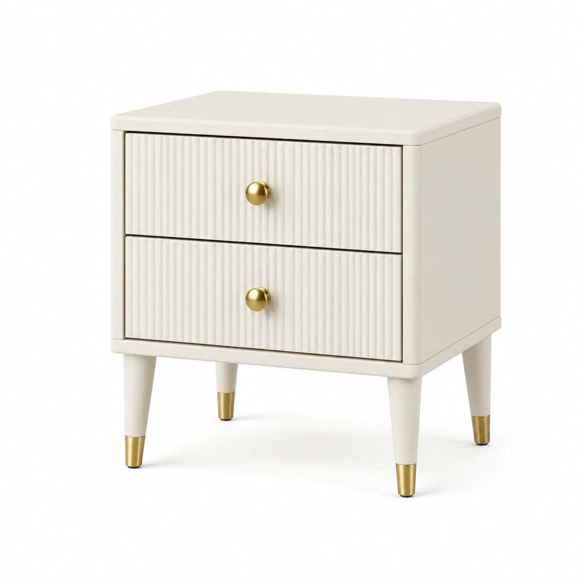 Table de chevet 45 x 40 x 60 cm beige en bois à 2 tiroirs style contemporain